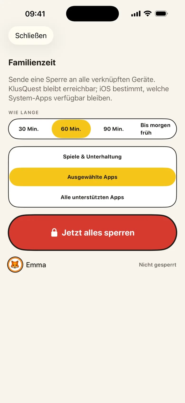 Ein Tipp. Alle Bildschirme sind aus.