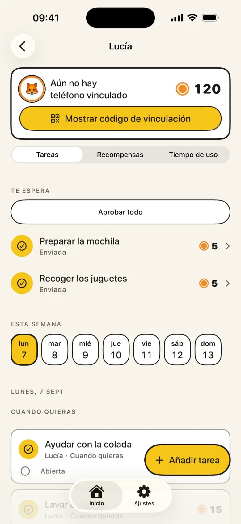 Un padre aprobando una tarea con foto de prueba en KlusQuest