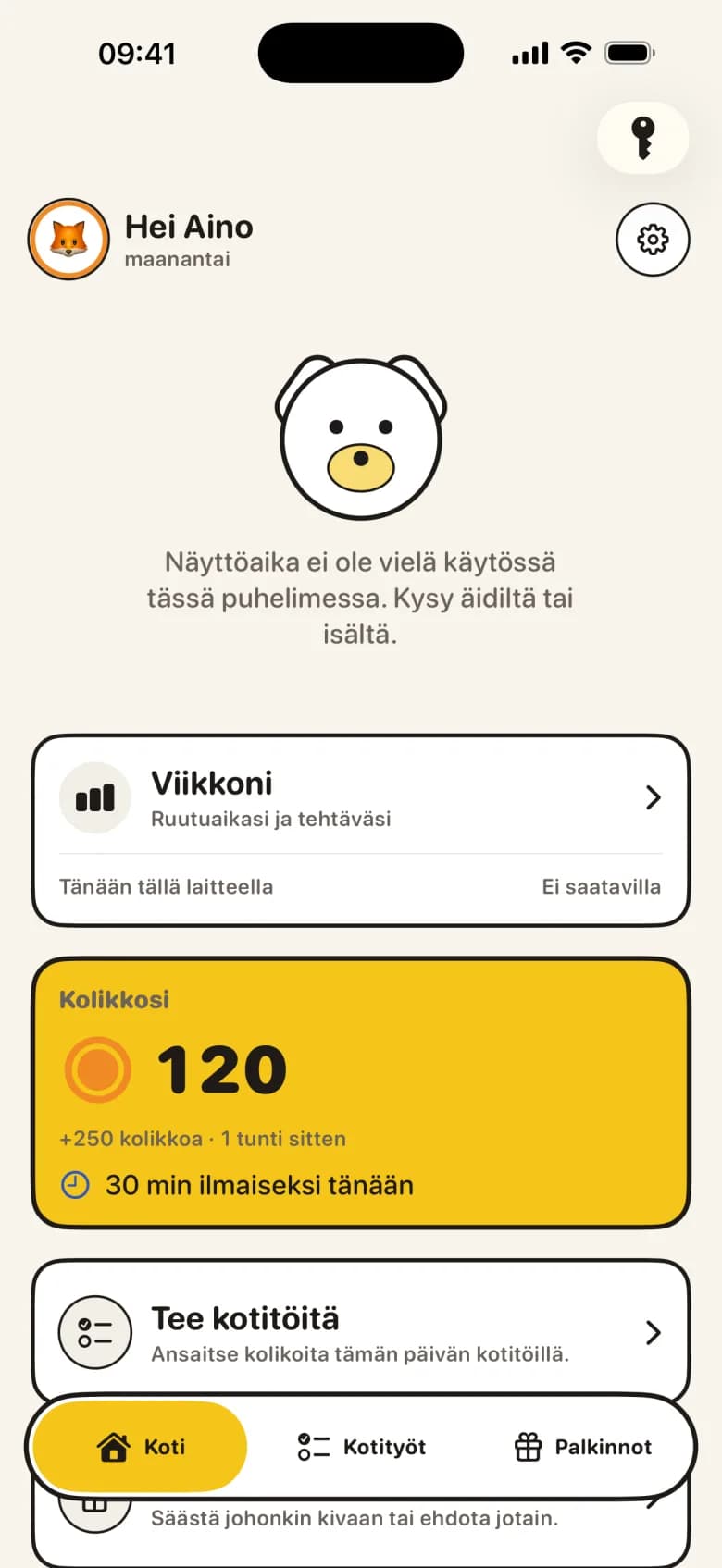 Päivittäiset vapaat minuutit ja tapa pyytää lisää.