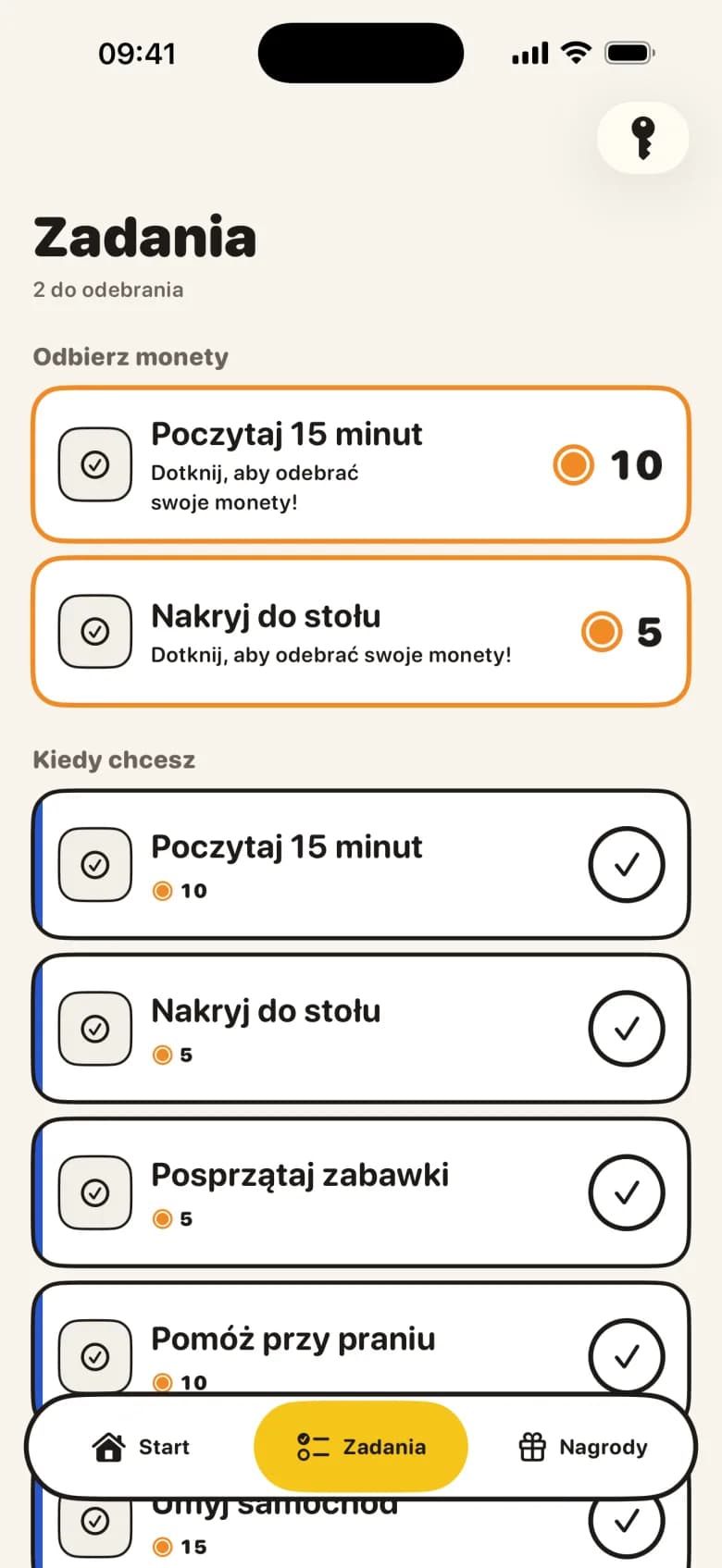 Tablica zadań KlusQuest na iPhone dziecka