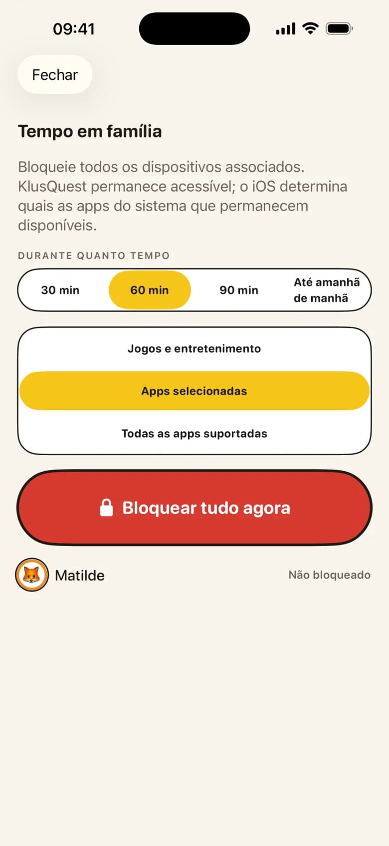 Um toque. Ecrãs bloqueados para todos.